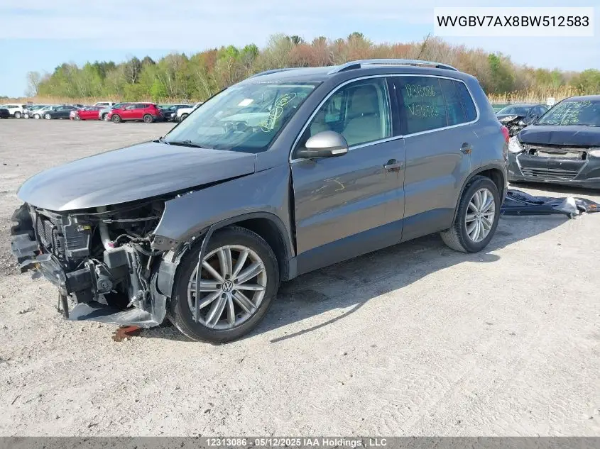 2011 Volkswagen Tiguan Sel VIN: WVGBV7AX8BW512583 Lot: 12313086X