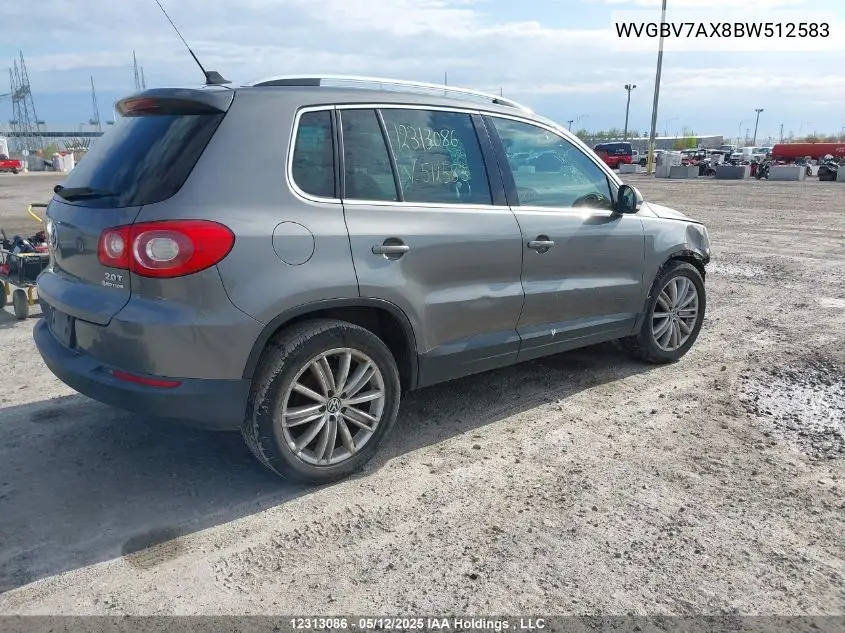 2011 Volkswagen Tiguan Sel VIN: WVGBV7AX8BW512583 Lot: 12313086X