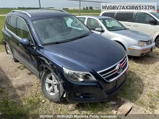 2011 Volkswagen Tiguan 2.0 Tsi VIN: WVGBV7AX3BW513706 Lot: 20210841