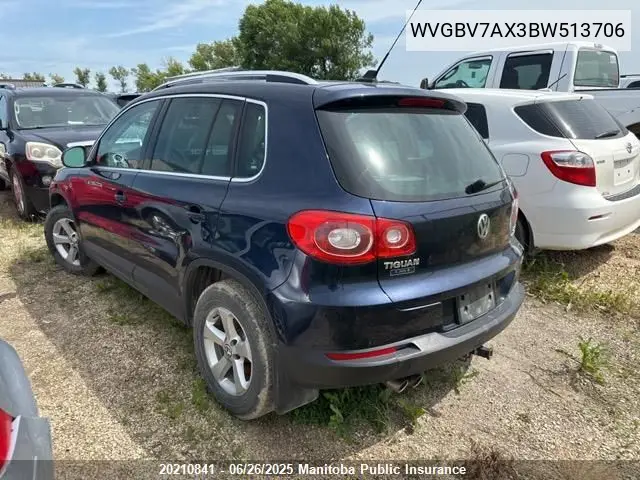 2011 Volkswagen Tiguan 2.0 Tsi VIN: WVGBV7AX3BW513706 Lot: 20210841