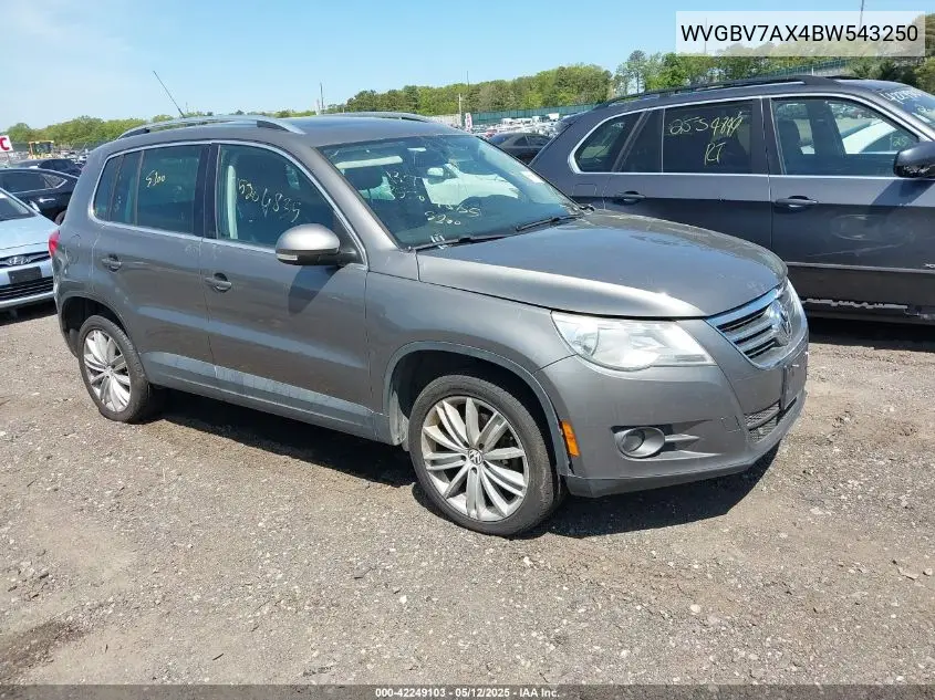 2011 Volkswagen Tiguan Se VIN: WVGBV7AX4BW543250 Lot: 42249103