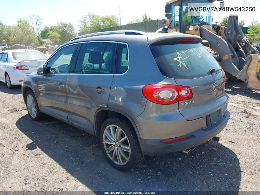2011 Volkswagen Tiguan Se VIN: WVGBV7AX4BW543250 Lot: 42249103