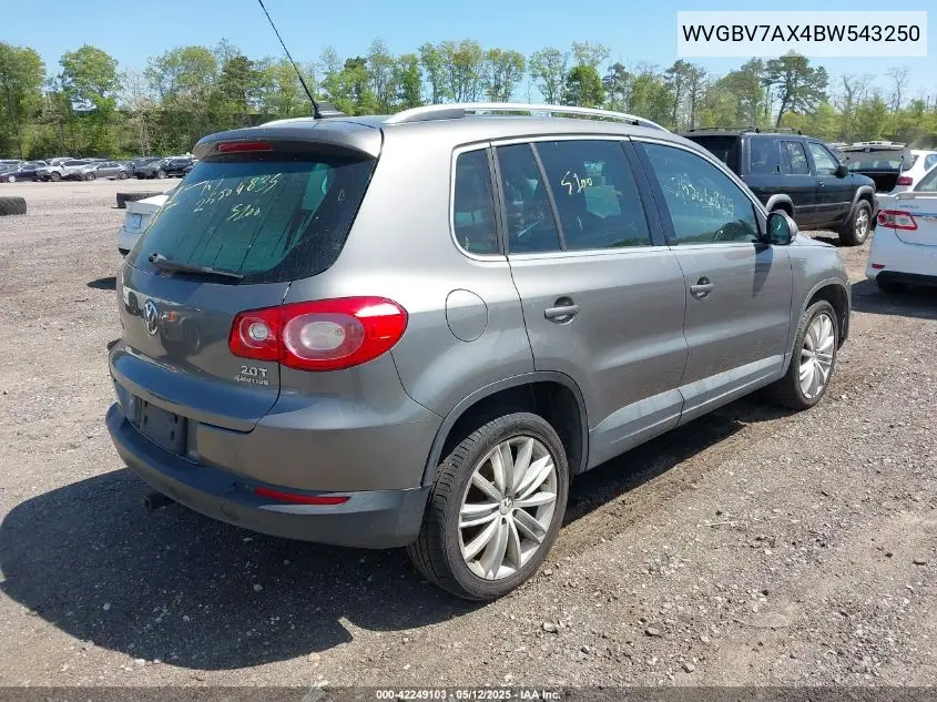 2011 Volkswagen Tiguan Se VIN: WVGBV7AX4BW543250 Lot: 42249103