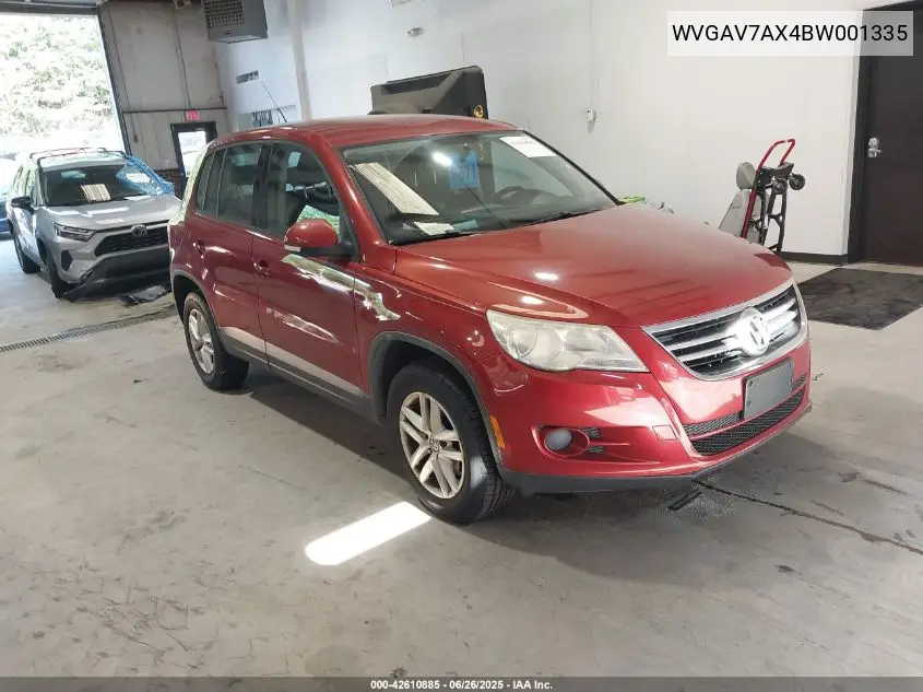 2011 Volkswagen Tiguan S VIN: WVGAV7AX4BW001335 Lot: 42610885