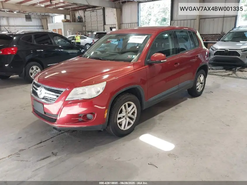2011 Volkswagen Tiguan S VIN: WVGAV7AX4BW001335 Lot: 42610885