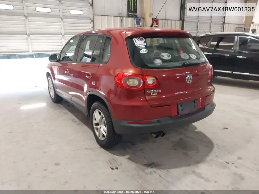 2011 Volkswagen Tiguan S VIN: WVGAV7AX4BW001335 Lot: 42610885