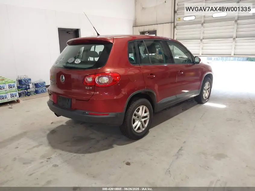 2011 Volkswagen Tiguan S VIN: WVGAV7AX4BW001335 Lot: 42610885