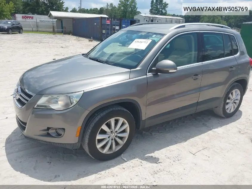 2011 Volkswagen Tiguan Se VIN: WVGAV7AX4BW505769 Lot: 42616722