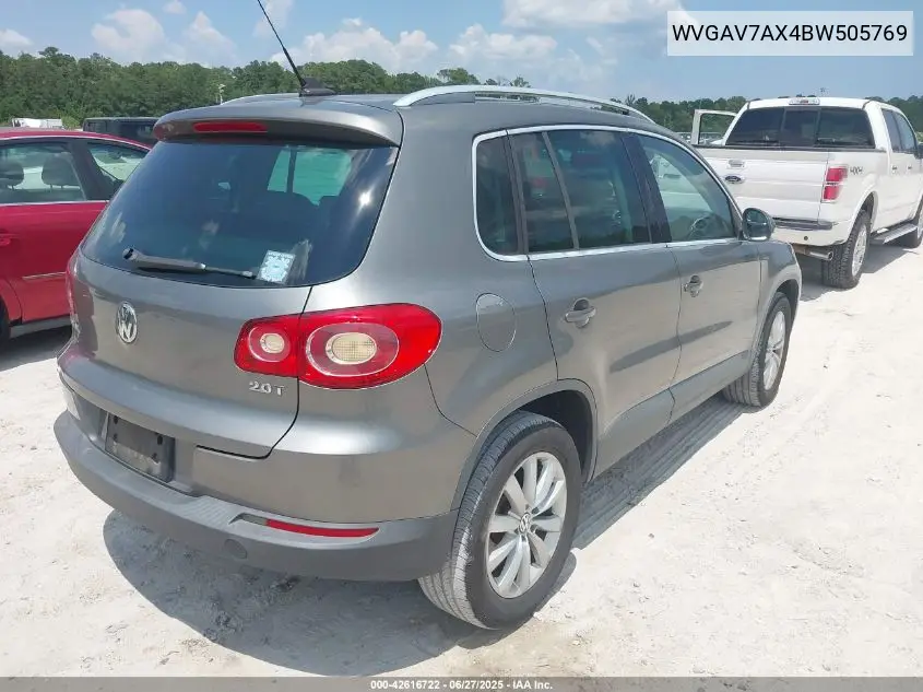 2011 Volkswagen Tiguan Se VIN: WVGAV7AX4BW505769 Lot: 42616722