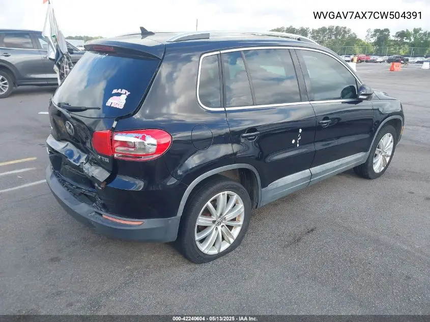 2012 Volkswagen Tiguan Se VIN: WVGAV7AX7CW504391 Lot: 42240604