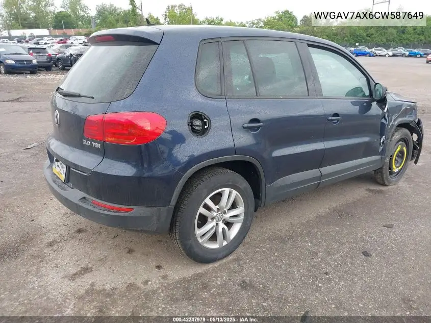 2012 Volkswagen Tiguan Le VIN: WVGAV7AX6CW587649 Lot: 42247979