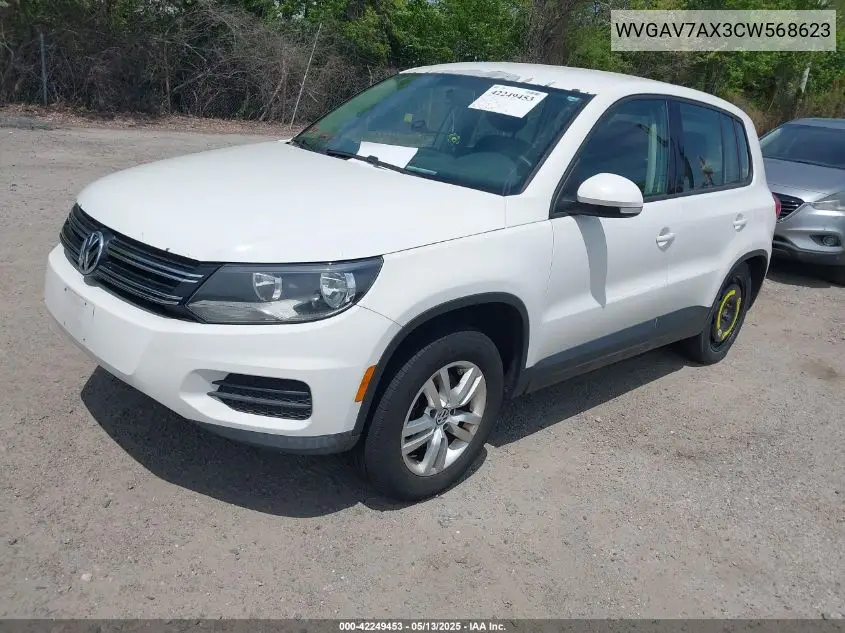2012 Volkswagen Tiguan S VIN: WVGAV7AX3CW568623 Lot: 42249453
