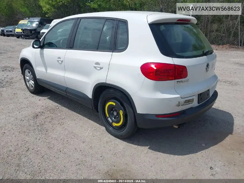 2012 Volkswagen Tiguan S VIN: WVGAV7AX3CW568623 Lot: 42249453