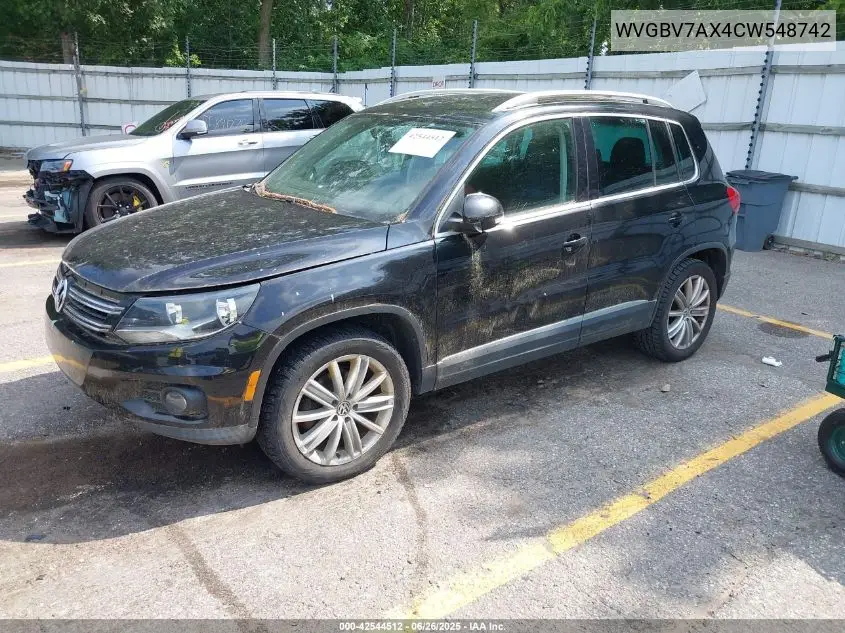 2012 Volkswagen Tiguan Se VIN: WVGBV7AX4CW548742 Lot: 42544512