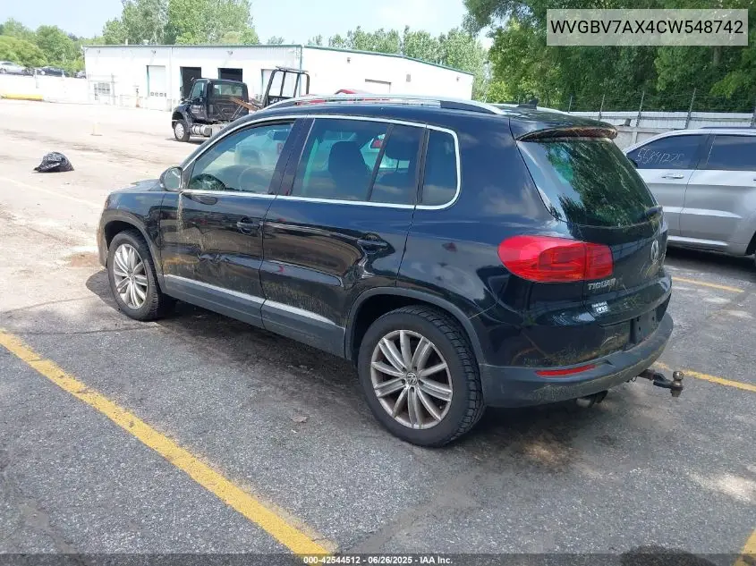 2012 Volkswagen Tiguan Se VIN: WVGBV7AX4CW548742 Lot: 42544512