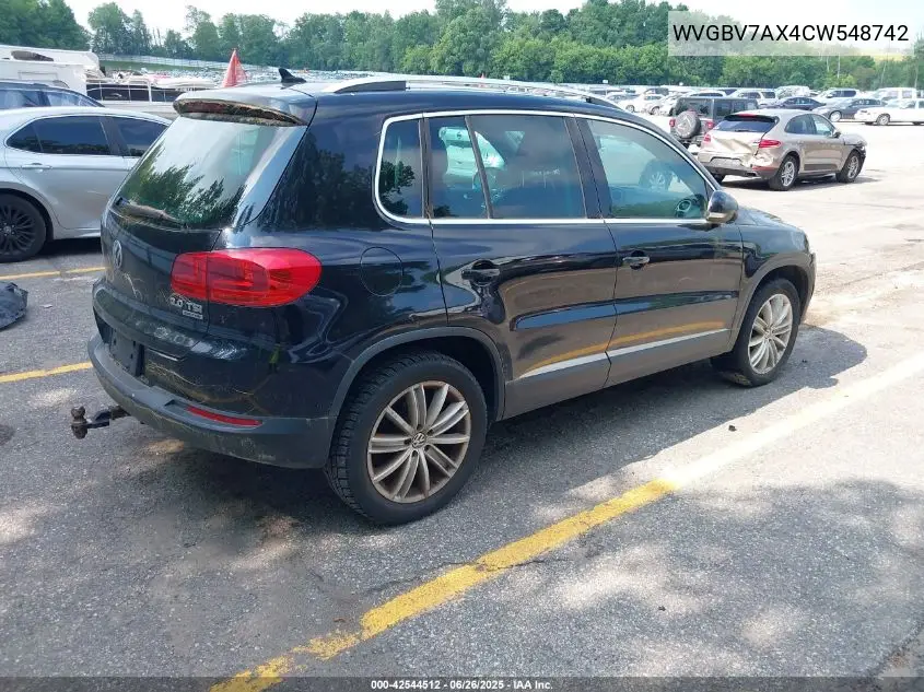 2012 Volkswagen Tiguan Se VIN: WVGBV7AX4CW548742 Lot: 42544512