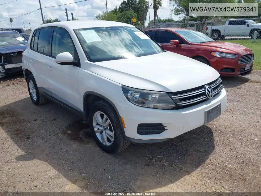 2012 Volkswagen Tiguan Le VIN: WVGAV7AX4CW579341 Lot: 42618922