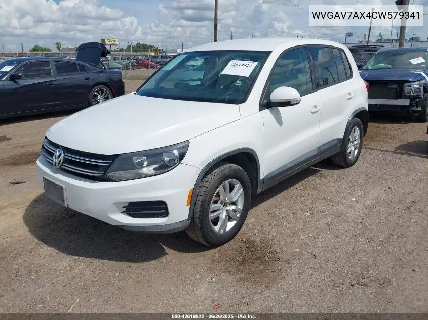 2012 Volkswagen Tiguan Le VIN: WVGAV7AX4CW579341 Lot: 42618922