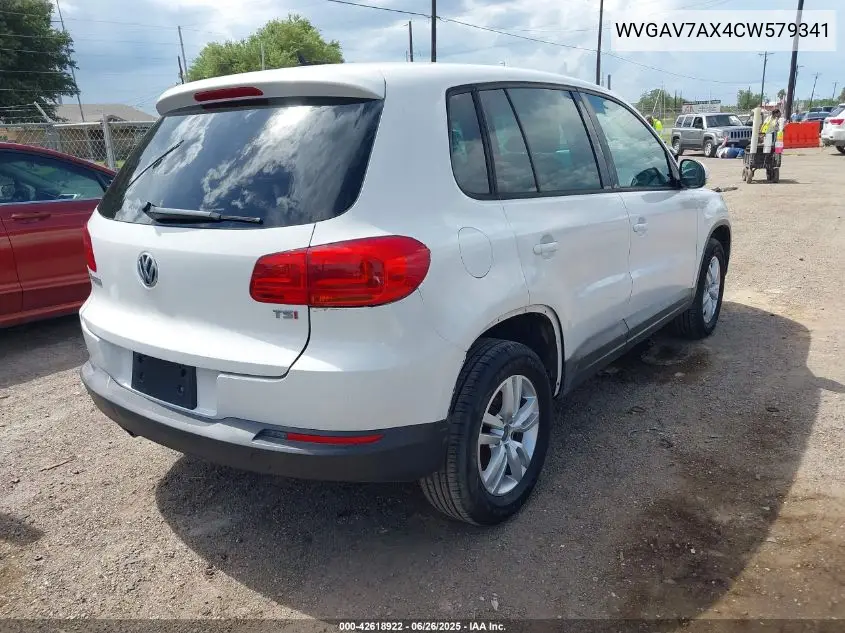 2012 Volkswagen Tiguan Le VIN: WVGAV7AX4CW579341 Lot: 42618922