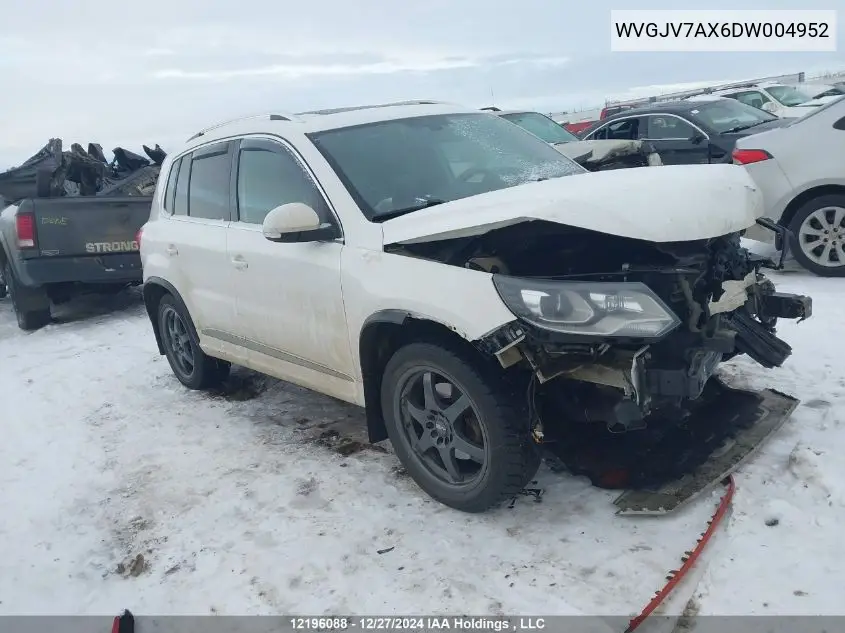 2013 Volkswagen Tiguan S/Se/Sel VIN: WVGJV7AX6DW004952 Lot: 12196088