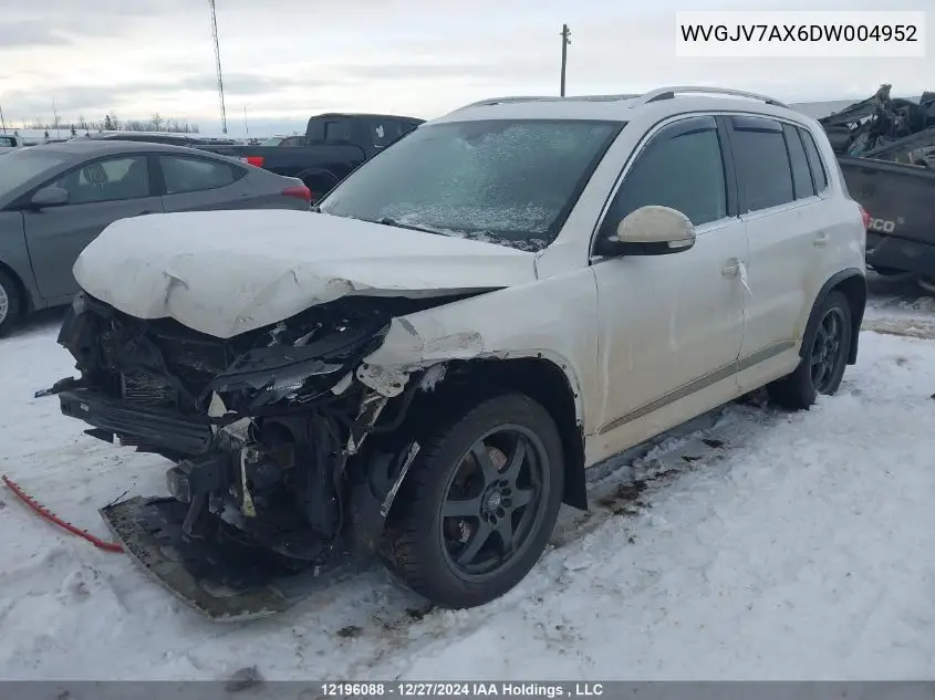 2013 Volkswagen Tiguan S/Se/Sel VIN: WVGJV7AX6DW004952 Lot: 12196088
