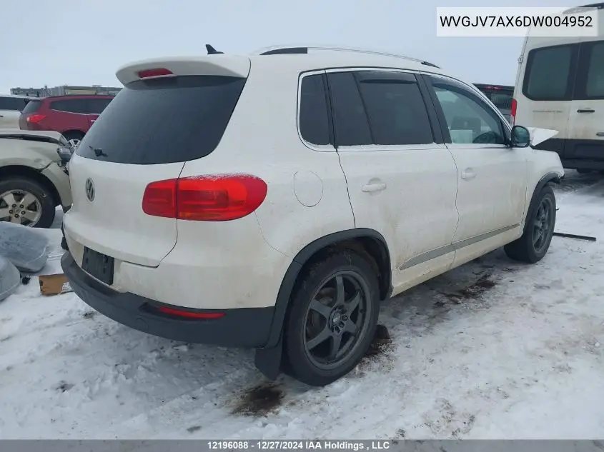 2013 Volkswagen Tiguan S/Se/Sel VIN: WVGJV7AX6DW004952 Lot: 12196088