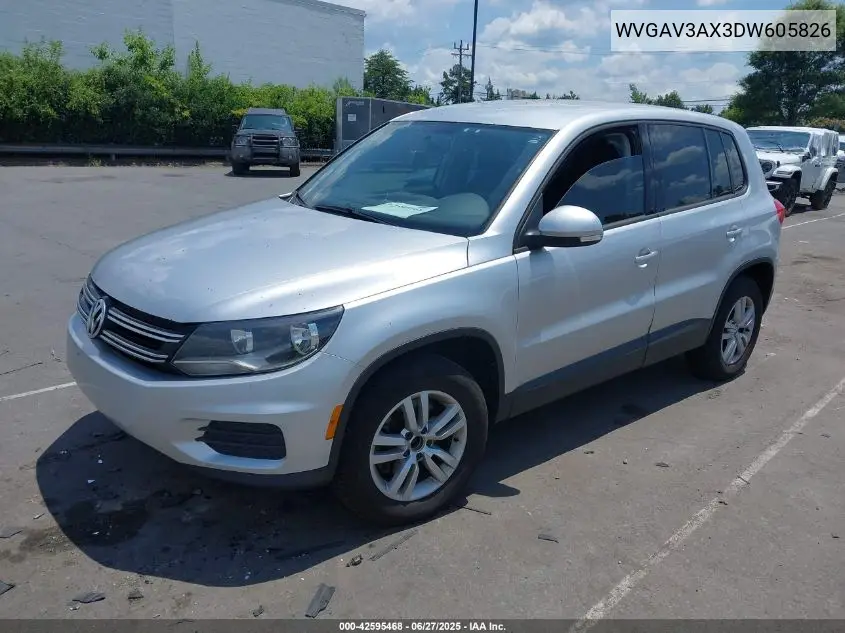 2013 Volkswagen Tiguan S VIN: WVGAV3AX3DW605826 Lot: 42595468