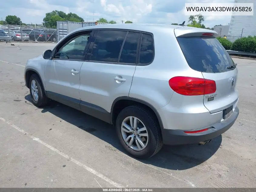 2013 Volkswagen Tiguan S VIN: WVGAV3AX3DW605826 Lot: 42595468