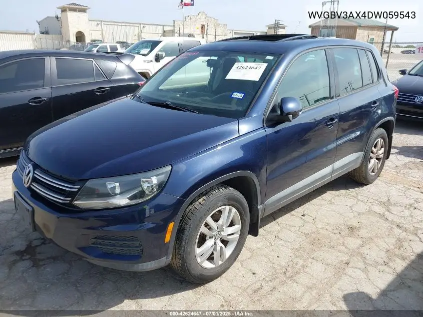 2013 Volkswagen Tiguan S VIN: WVGBV3AX4DW059543 Lot: 42624647