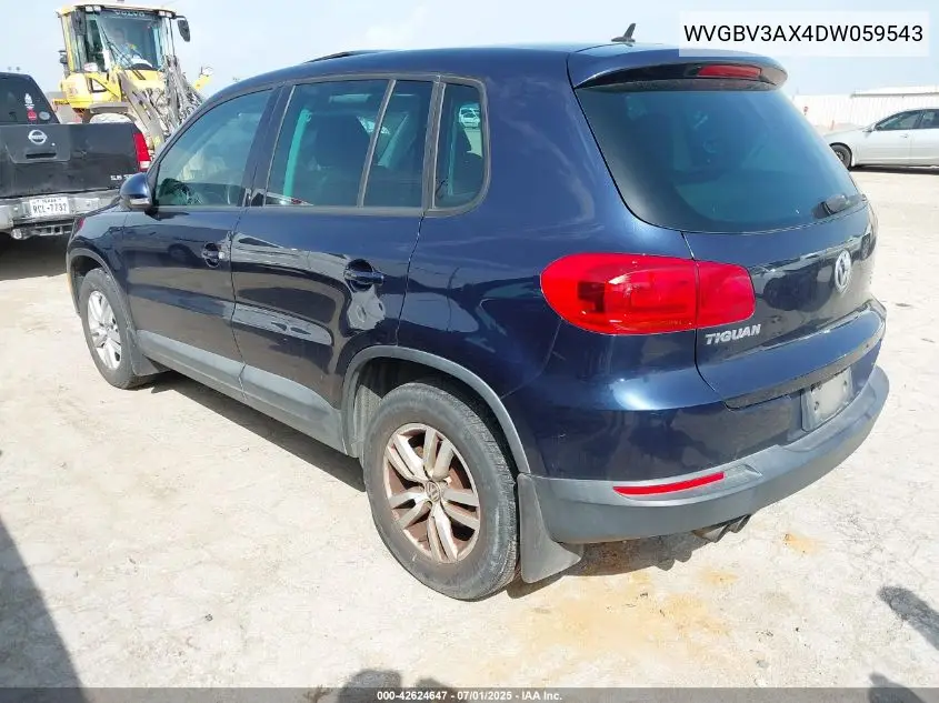 2013 Volkswagen Tiguan S VIN: WVGBV3AX4DW059543 Lot: 42624647