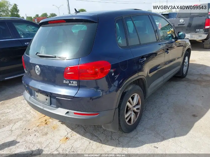 2013 Volkswagen Tiguan S VIN: WVGBV3AX4DW059543 Lot: 42624647