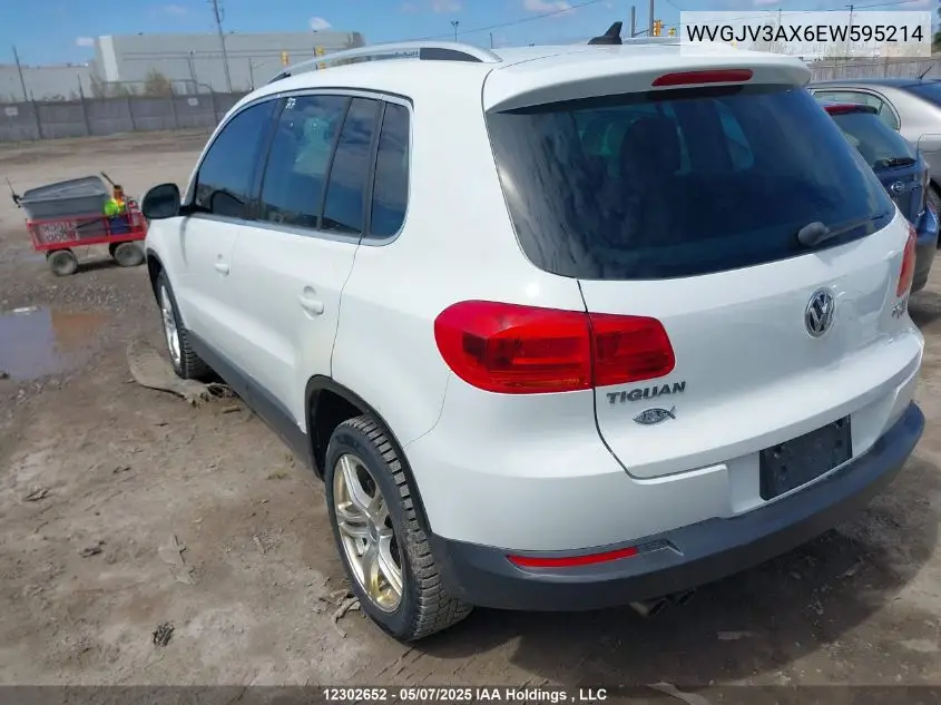 2014 Volkswagen Tiguan Comfortline/Highline/Trendline VIN: WVGJV3AX6EW595214 Lot: 12302652