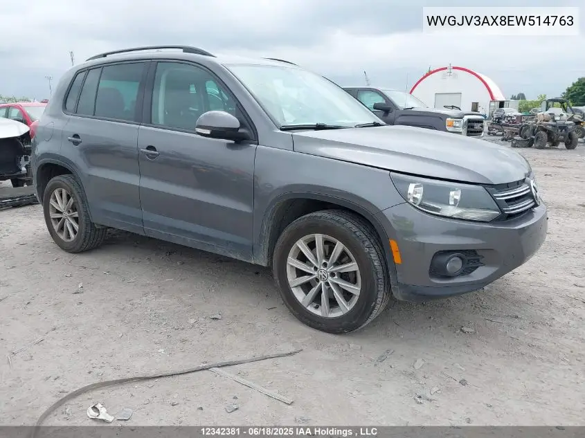 2014 Volkswagen Tiguan VIN: WVGJV3AX8EW514763 Lot: 12342381