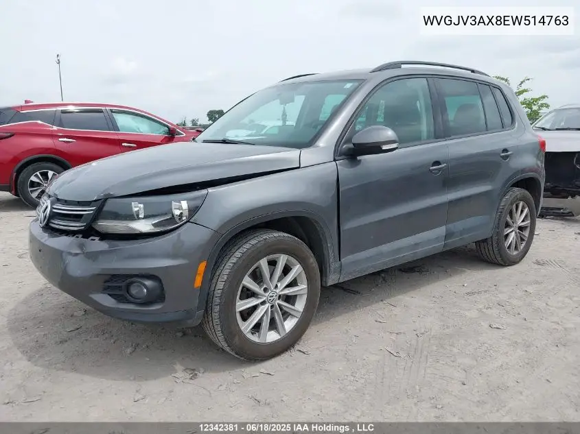 2014 Volkswagen Tiguan VIN: WVGJV3AX8EW514763 Lot: 12342381