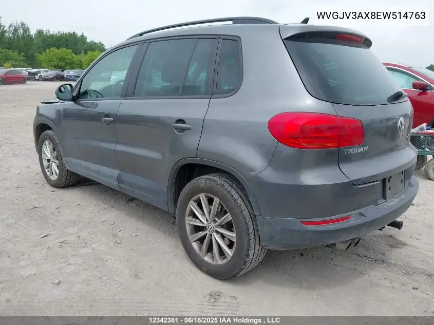 2014 Volkswagen Tiguan VIN: WVGJV3AX8EW514763 Lot: 12342381