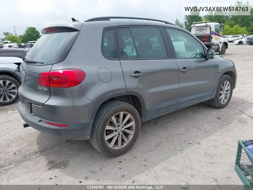 2014 Volkswagen Tiguan VIN: WVGJV3AX8EW514763 Lot: 12342381