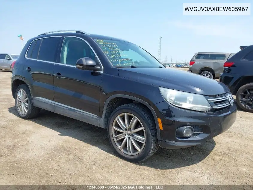 2014 Volkswagen Tiguan Comfortline/Highline/Trendline VIN: WVGJV3AX8EW605967 Lot: 12346589