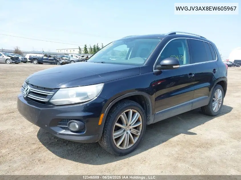 2014 Volkswagen Tiguan Comfortline/Highline/Trendline VIN: WVGJV3AX8EW605967 Lot: 12346589