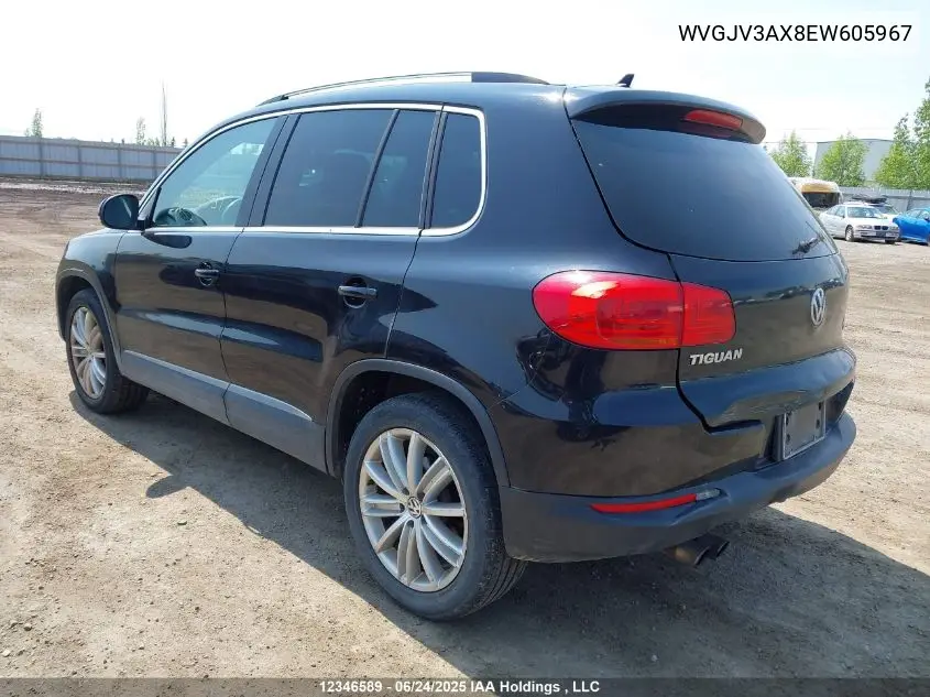 2014 Volkswagen Tiguan Comfortline/Highline/Trendline VIN: WVGJV3AX8EW605967 Lot: 12346589