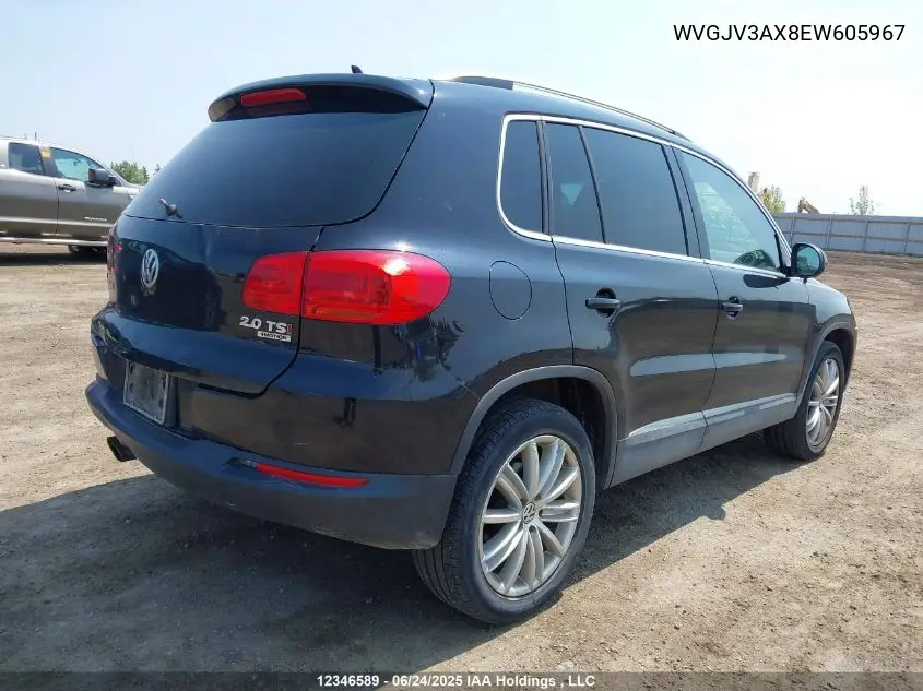 2014 Volkswagen Tiguan Comfortline/Highline/Trendline VIN: WVGJV3AX8EW605967 Lot: 12346589