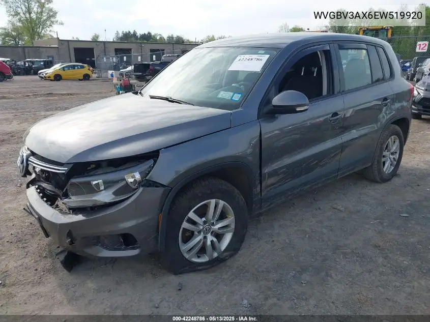 2014 Volkswagen Tiguan S VIN: WVGBV3AX6EW519920 Lot: 42248786