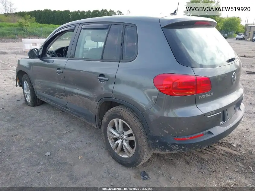 2014 Volkswagen Tiguan S VIN: WVGBV3AX6EW519920 Lot: 42248786