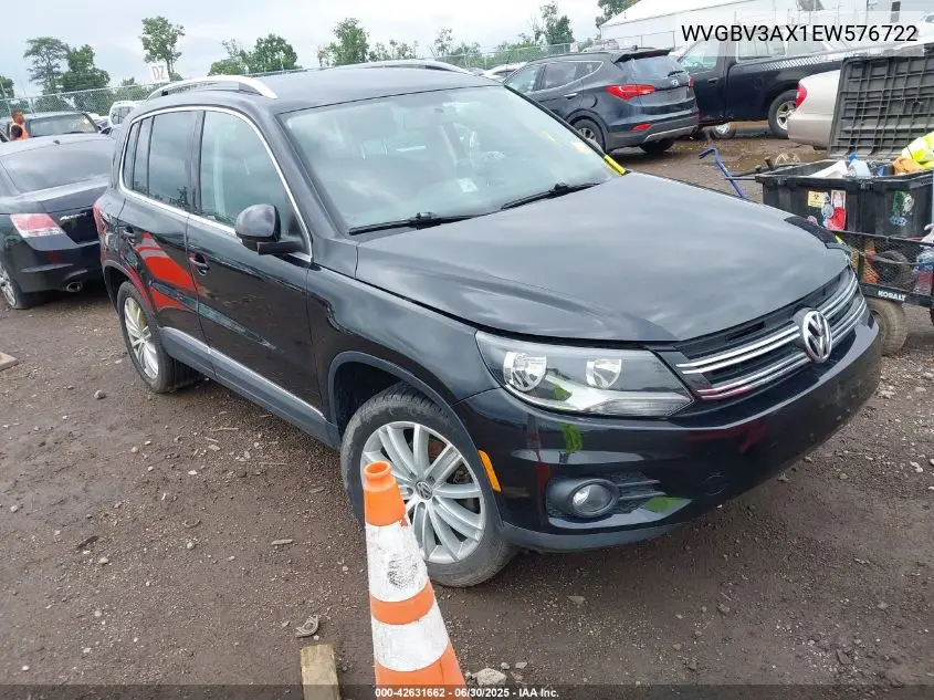 2014 Volkswagen Tiguan Se VIN: WVGBV3AX1EW576722 Lot: 42631662