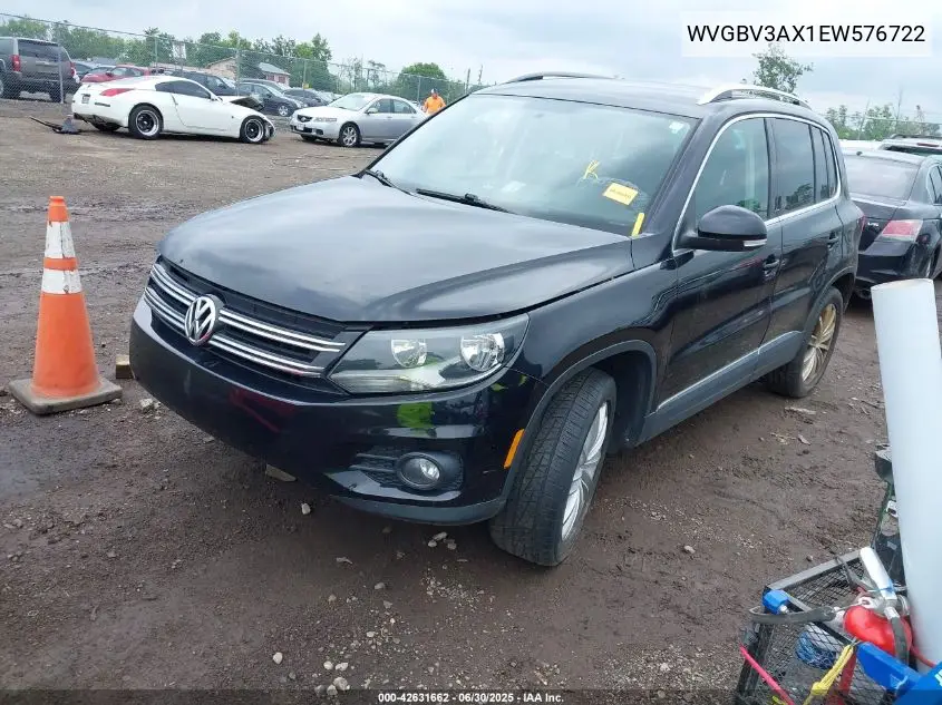 2014 Volkswagen Tiguan Se VIN: WVGBV3AX1EW576722 Lot: 42631662