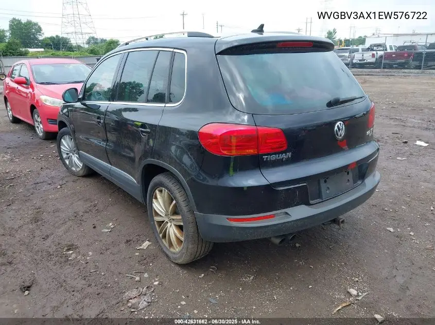 2014 Volkswagen Tiguan Se VIN: WVGBV3AX1EW576722 Lot: 42631662