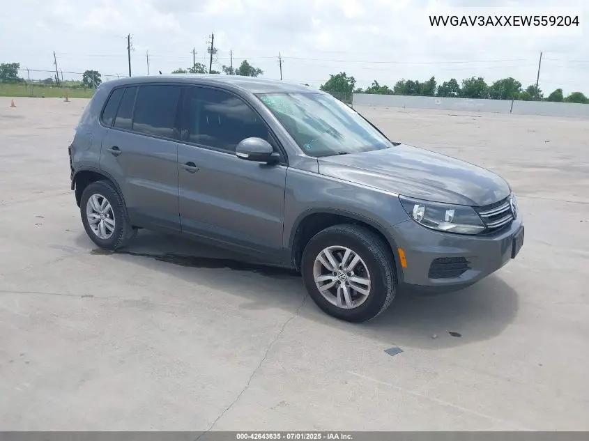 2014 Volkswagen Tiguan S VIN: WVGAV3AXXEW559204 Lot: 42643635