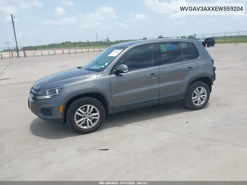 2014 Volkswagen Tiguan S VIN: WVGAV3AXXEW559204 Lot: 42643635