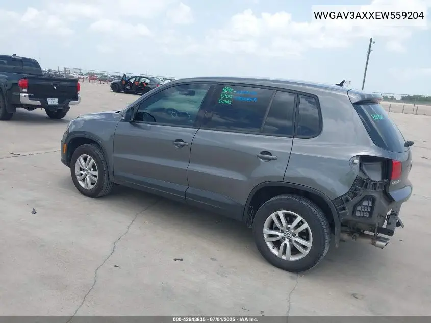 2014 Volkswagen Tiguan S VIN: WVGAV3AXXEW559204 Lot: 42643635