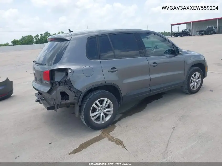 2014 Volkswagen Tiguan S VIN: WVGAV3AXXEW559204 Lot: 42643635