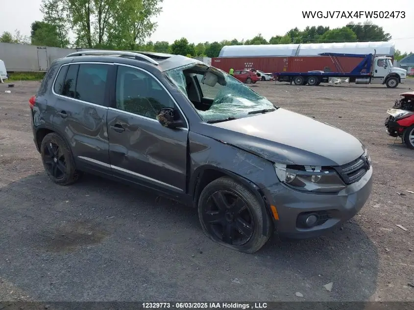 2015 Volkswagen Tiguan Comfortline/Highline/Special Edition/Trendline VIN: WVGJV7AX4FW502473 Lot: 12329773X